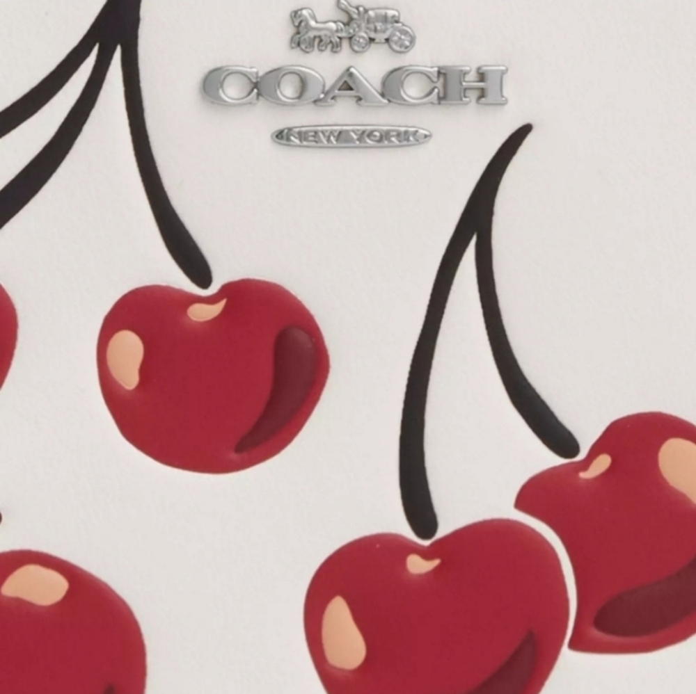 Coach Corner Zip Cherry Print Wristlet NWT - Picture 3 of 6